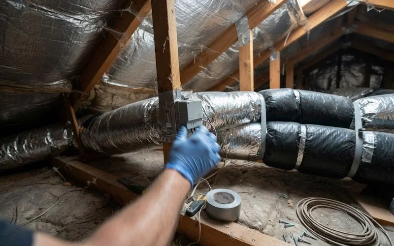 Ceiling ductwork and a zone control panel for a ducted air conditioning system in a Perth home